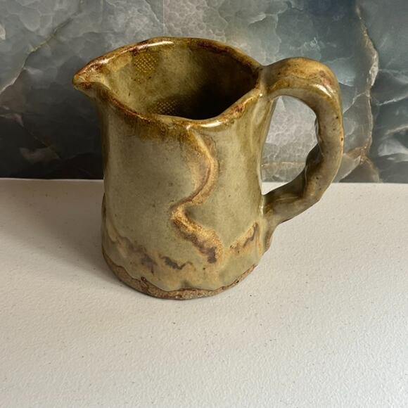 Studio Art Pottery Creamer Jar 5" Brown Glossy Finish Handmade Rustic Primitive - Picture 3 of 10